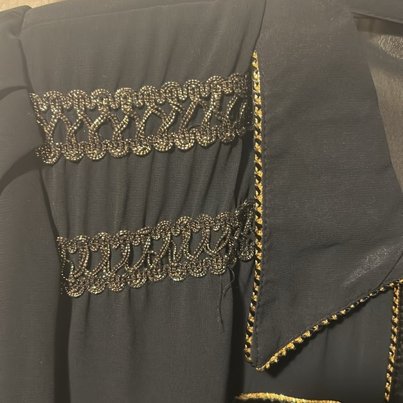 Michel Elliot black & gold trim blouse NWT sheer - Picture 14 of 16